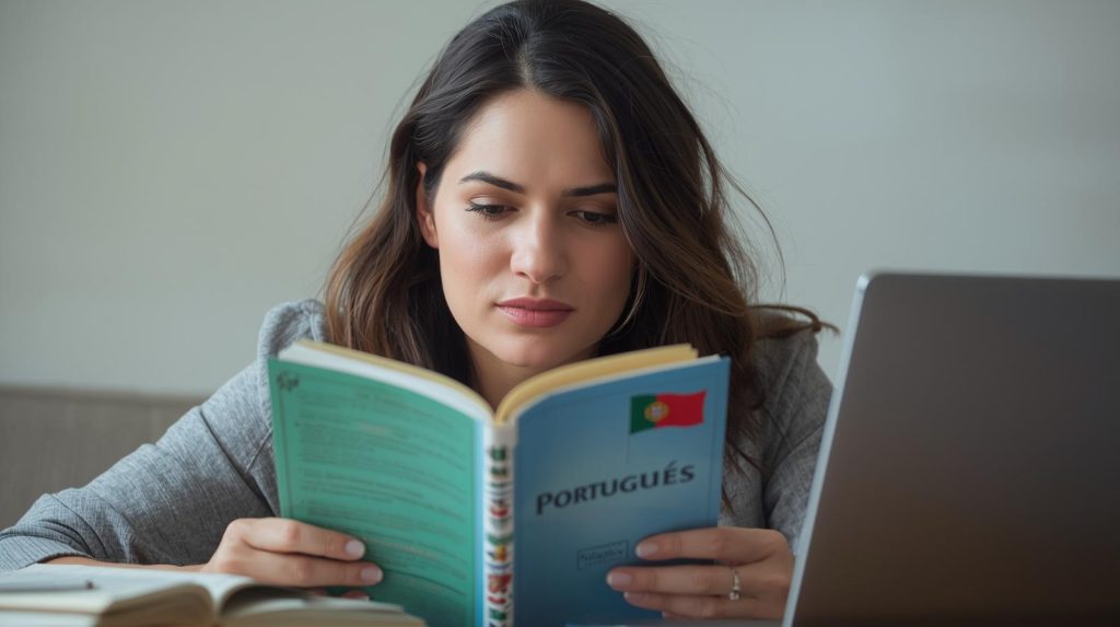 Estudiante preparándose para elegir el nivel adecuado del examen oficial de portugués CAPLE.